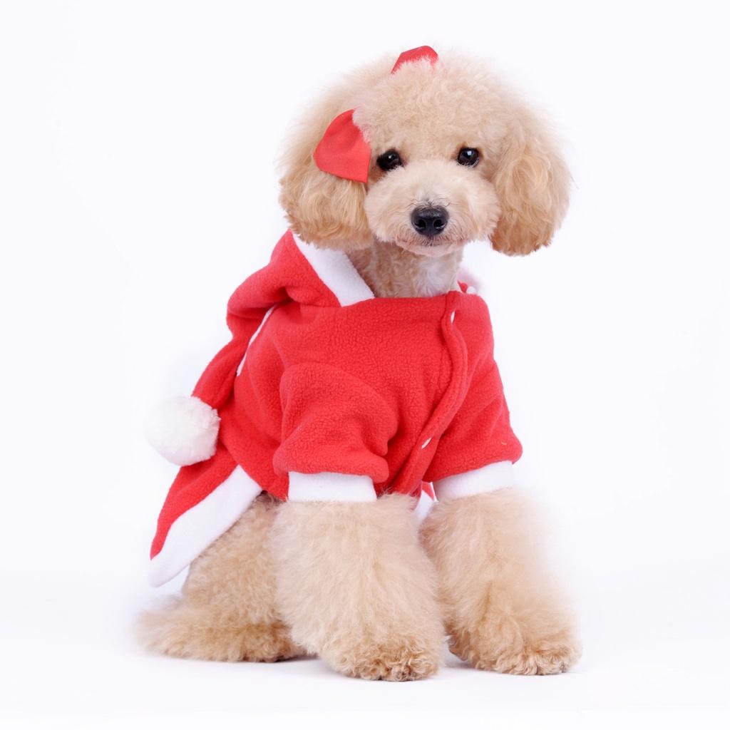 Cozy And Stylish Christmas Pet Dog Dress Warm Dog Hoodie Sweaters Coat With Red Skirt