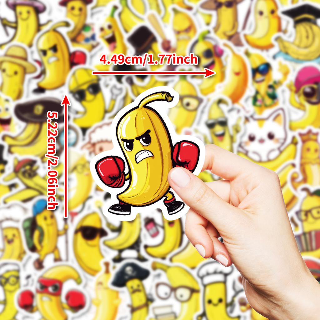 50 Fun Cartoon Banana People Stickers Different Expressions Creative Laptop Handbook Material Decoration