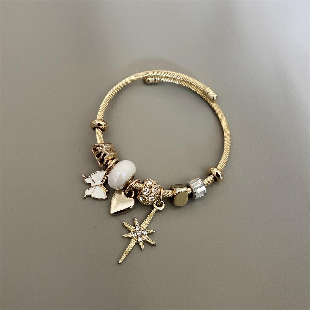 New Design Butterfly Heart Star Pendant DIY Beads Stainless Steel Women Charms Bracelets for Promotion Sale