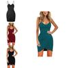 Women Casual Sexy Suspenders V Collar Color Dress With Slim Sheath Silhouette