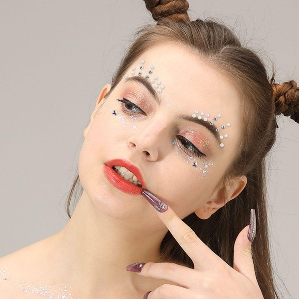 Eyebrow Sticker Temporary Tattoo Nail Art Charms Face Tattoo Stickers Face Body Colored Rhinestone