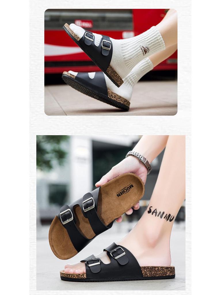 Men's Birkenstock Double Buckle Open Toe Sandals - Summer Casual Outdoor Footwear Slippers