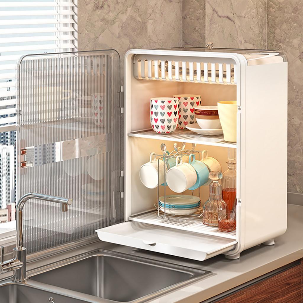 Dustproof Cup Tea Set Storage Box Household Transparent Desktop Water Cup Tea Cup Draining Rack