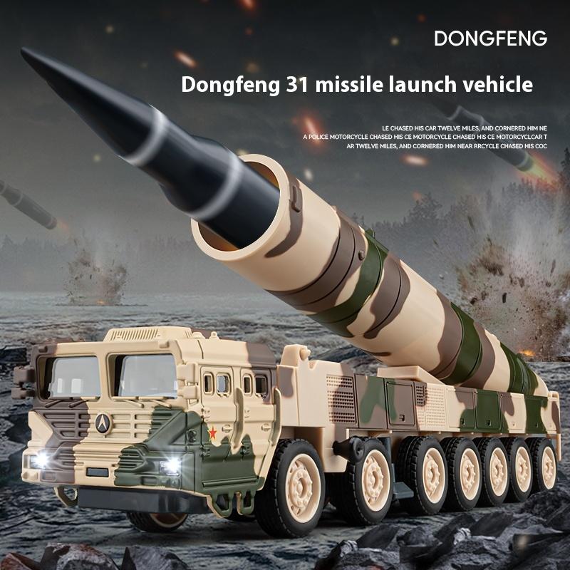 1/50 Scale Kids' Miniature DF-31 Missile Launcher Truck Model with LED Lights - Playful Military Display Toy for Boys & Collectors