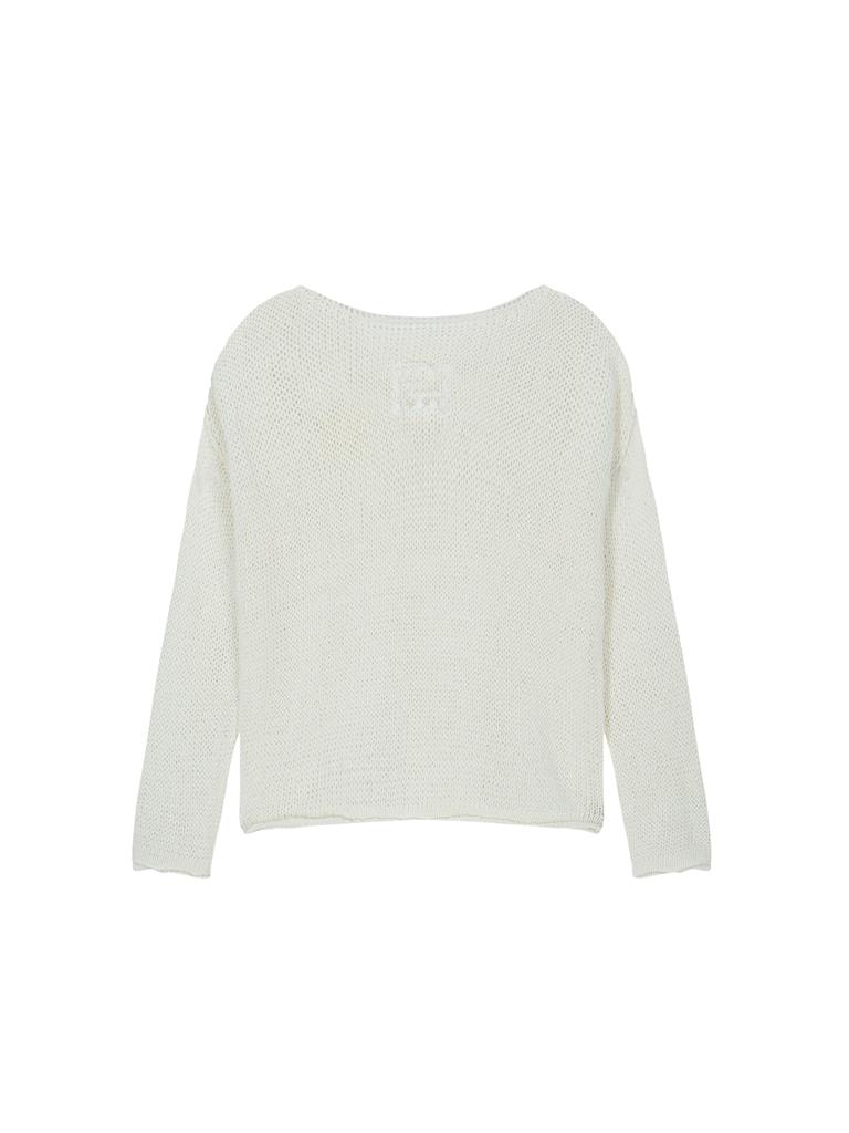 SALAD BAGUNI Boat Neck Mesh Knit - White