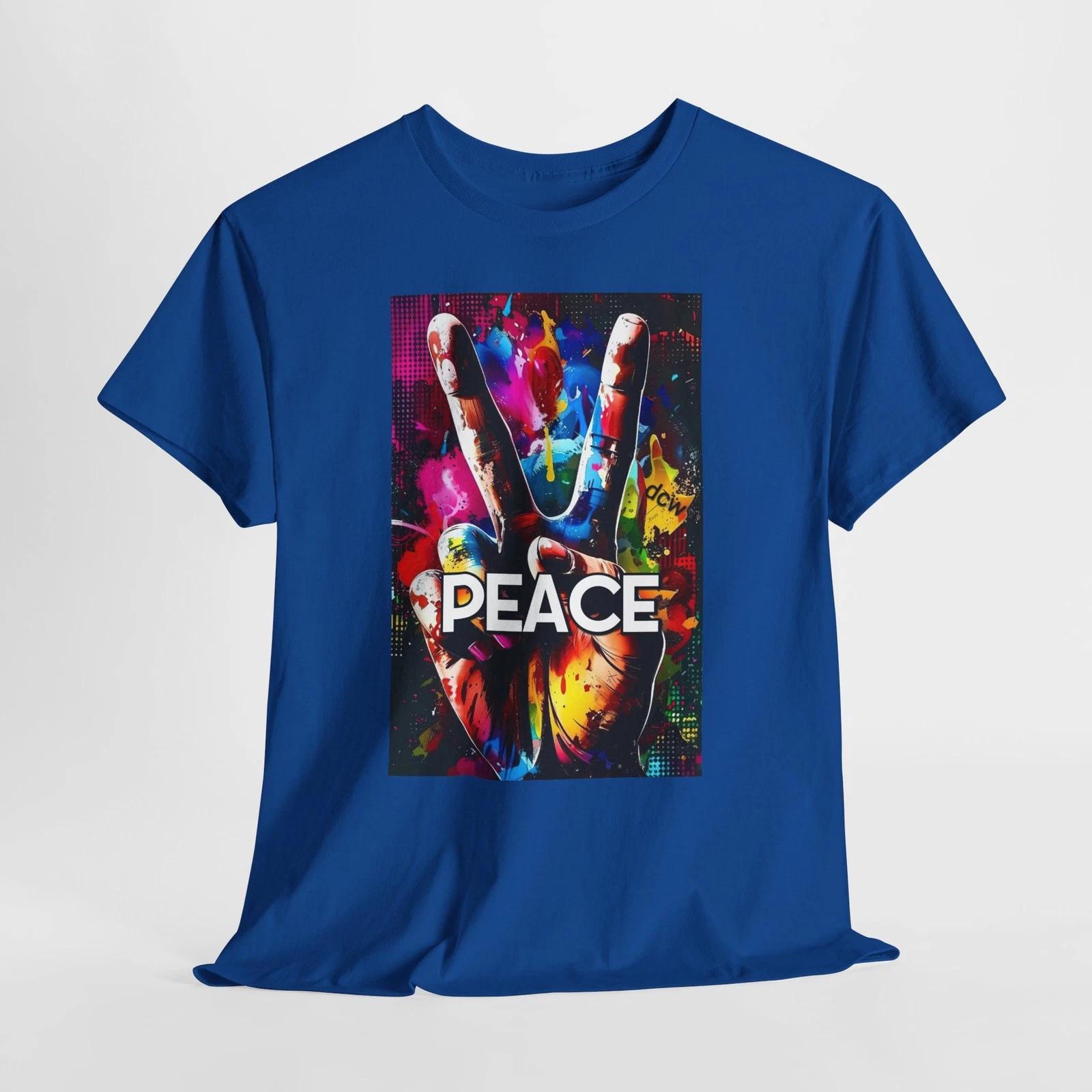 Colorful Peace Hand Graphic Tee | Paint Splash Peace Sign S