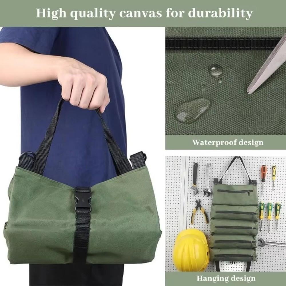 Durable Roll-Up Tool Bag Heavy-Duty Electrician Tool Kit Storage Bag for Workers Engineers