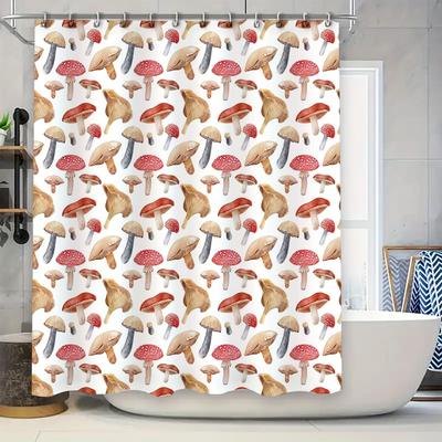 Mushroom Print Shower Curtain Waterproof Bathroom Decor Modern Home Decorations Customizable Size Available for Purchase On AliE