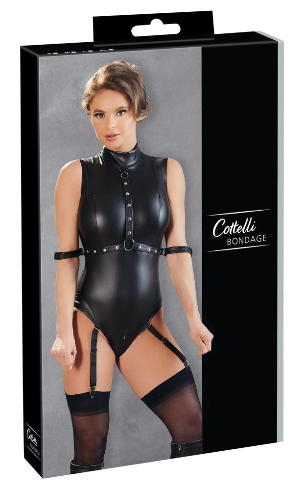 Cottelli Bondage - Sexy Strappy Bodysuit with Open Crotch XL