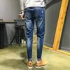 Stretch Jeans Men's Small Feet Mid Waist Trendy Jeans Korean Fit Jeans