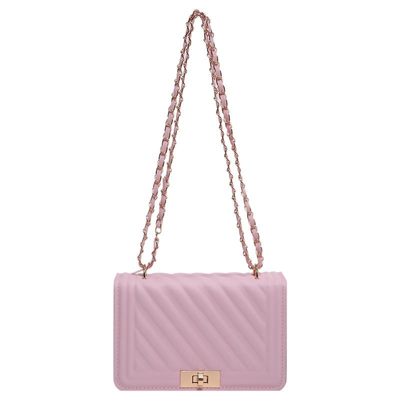 

Stylish Retro Small Square Crossbody Bag For Women With Chain Strap And Checkered Design Pink