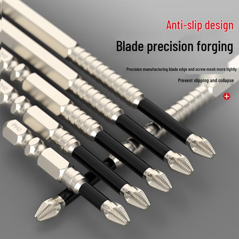 Anti-Slip Shock-Resistant Phillips Screwdriver Bit, Strong Magnetic, 25-150mm, High Hardness