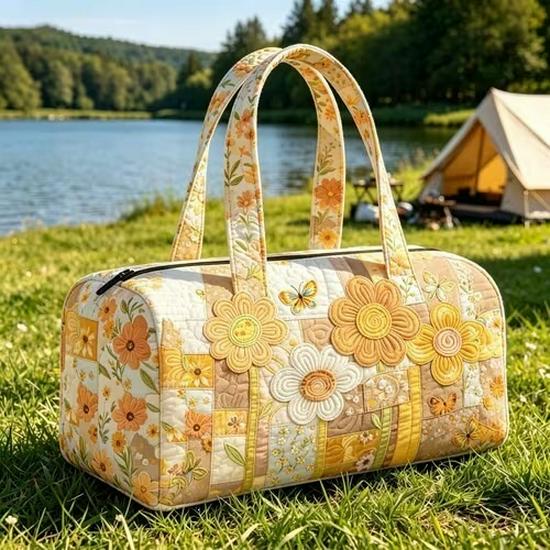 3D-Printed Quilted Cotton Women's Travel Yoga Handbag