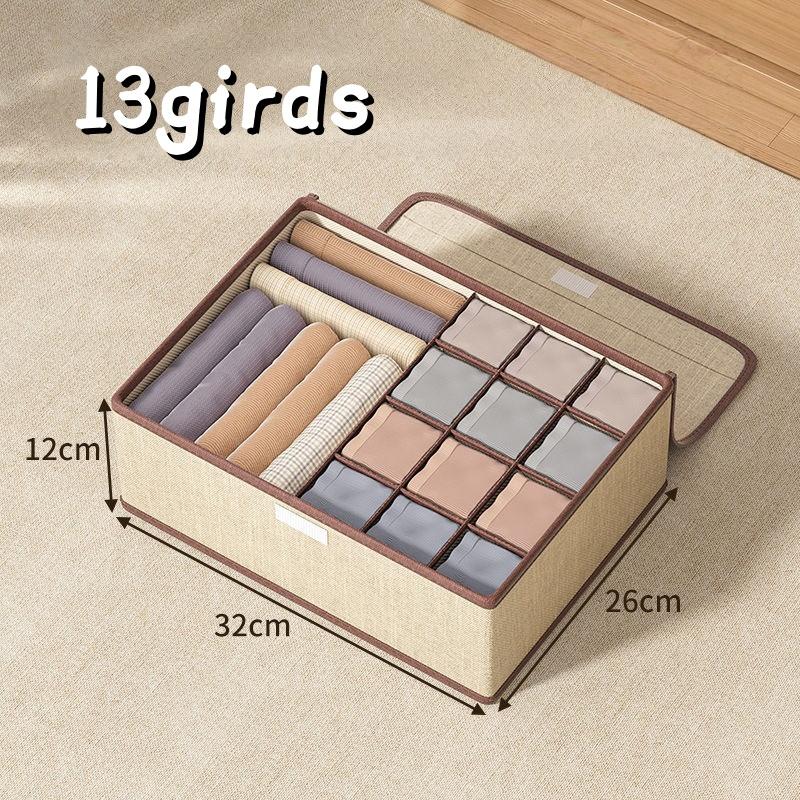 1pc Multifunctional Household Large-capacity Grid Storage Box with Lid, Three-in-one Drawer Underwear and Underwear Storage Box
