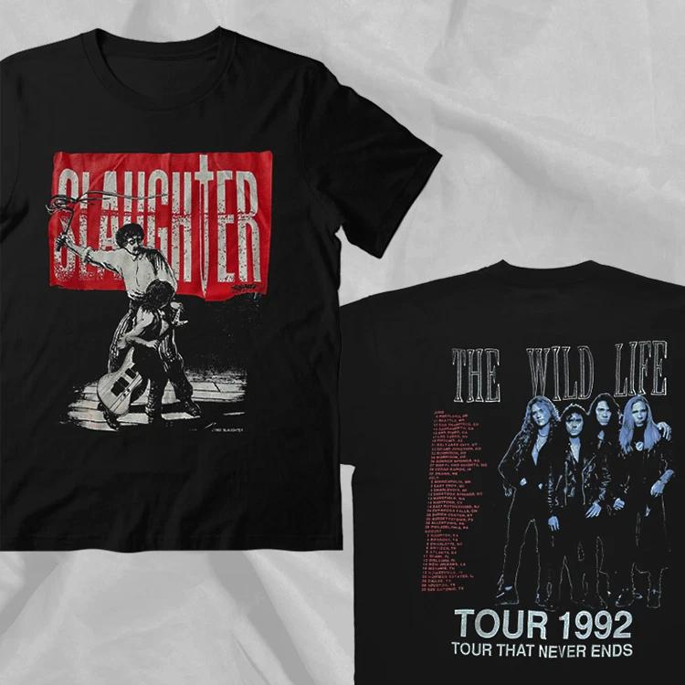 Футболка Slaughter Band The Wild Life 1992 Tour Черная Двусторонняя Высококачественная Роскошная Для Мужчин и Женщин Топ Y2k Летняя M
