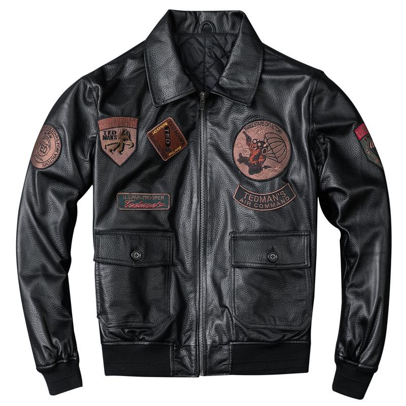 Air Force Pilot Leather Jacket G1 Sheepskin Genuine Leather Motorcycle Jacket Men's Cotton Jacket