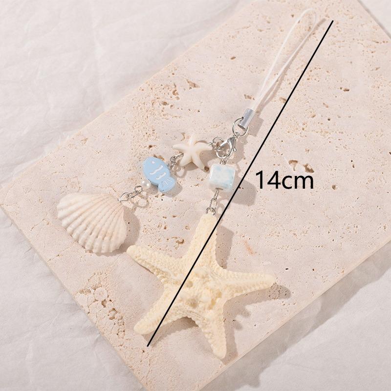 Seashell Keychain with Starfish Long Tail Charms Summer Travel Backpack Pendant for Girls and Women