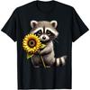 Raccoon Holding Sunflower Cute Flower Raccoon T-Shirt