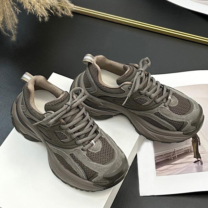 Retro Little Monster Leather Dad Shoes Women's Shoes Spring New Versatile Sports Shoes Women's Platform Casual Shoes