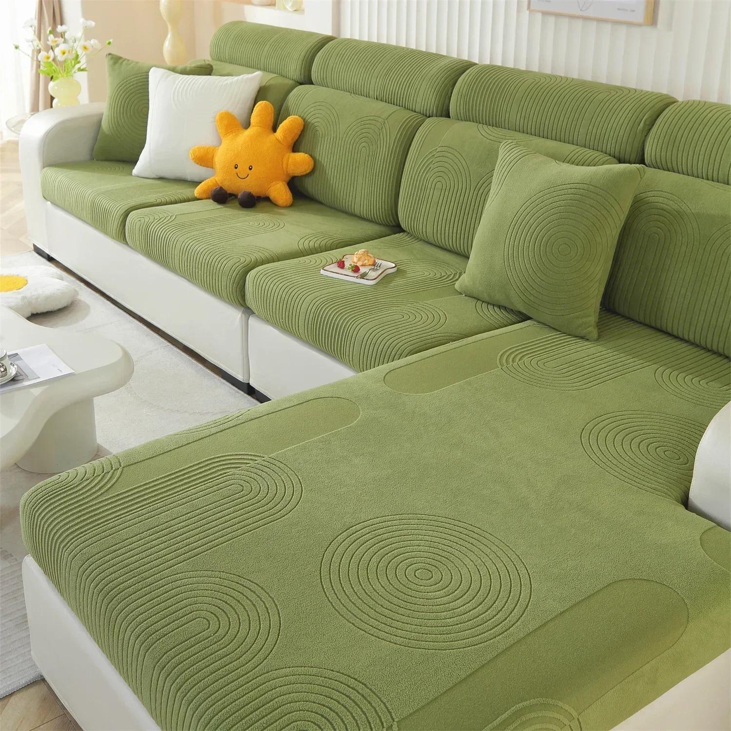 

1PC Jacquard Stretch Cushion Cover for Living Room Thicken Stretch Removable Washable Sofa Cover Pets Kids Furniture Protector Pillowcase зелёный