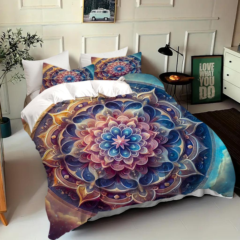 Comforter Mandala Flower Plants 3D Printed Bohemian Style Color Art Bedding Set For Kids Teens Adults