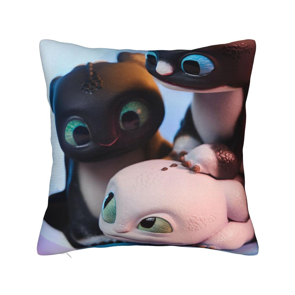 HTTYD Ohnezahn Quadratische Kissenhülle Kissenbezüge Fantastisch Polyester Dekor Sofakissenhülle für Wohnzimmer 40x40cm