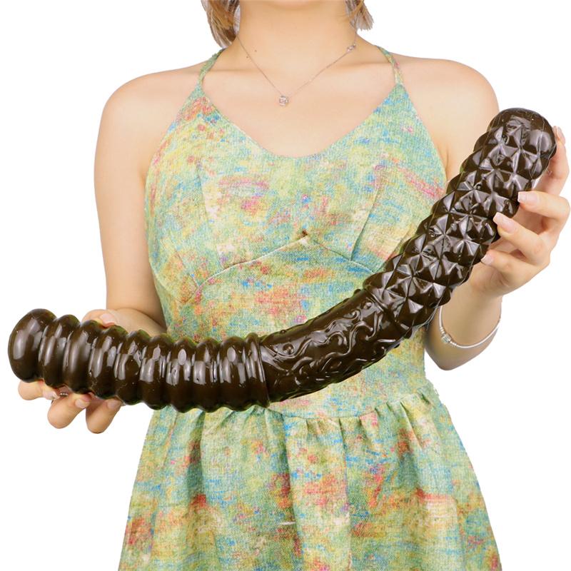 Coffee Double-headed Gold Hoop for Women's Double-headed Dildo Oversized Thick and Long Dildo Anal Plug