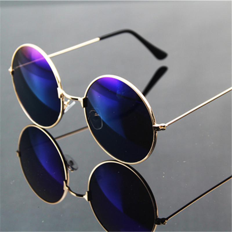 Retro Round Sunglasses with Colored Reflective Lenses for Men and Women - Fun, Stylish Frames