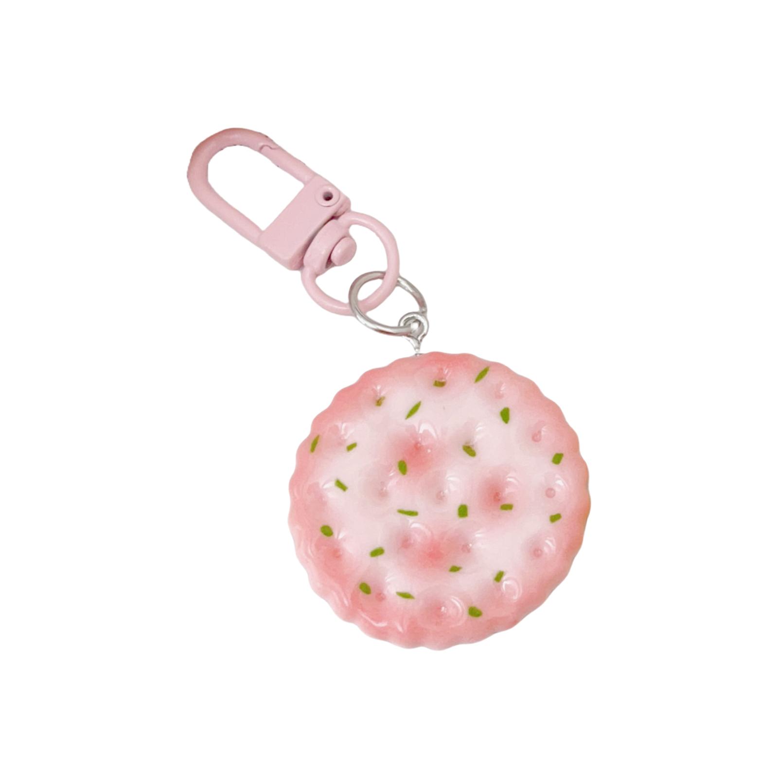 

Miniature Cookie Charm Keychain Realistic Design Mix Material Fashion Bag Decoration Accessory For Women And Teens рожевий