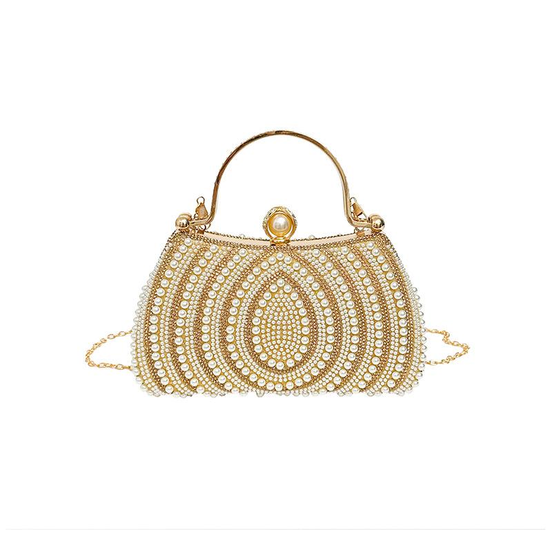 

Women s Chain Shoulder Bag – Pearl Evening Clutch, Fashion Crossbody Purse, Elegant Handbag for Party, Wedding, Prom