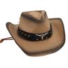 Western Cowboy Straw Hat Tibetan Sun Hat Bull Head Jazz Hat Sun Protection Hat Sun Shade Beach Hat