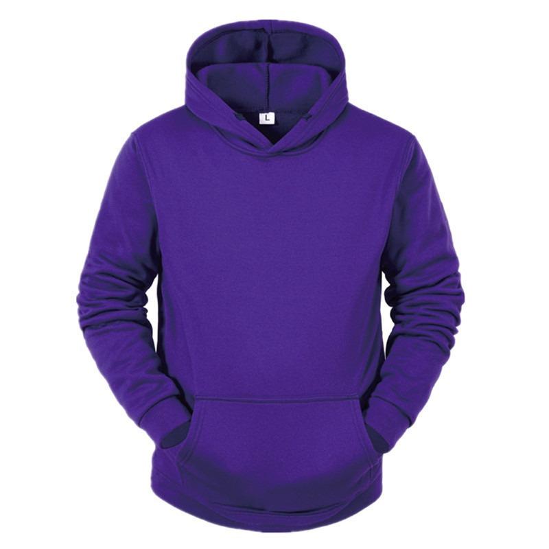 Men S Fleece Solid Color Hooded Pullover Sweatshirt Casual European Size