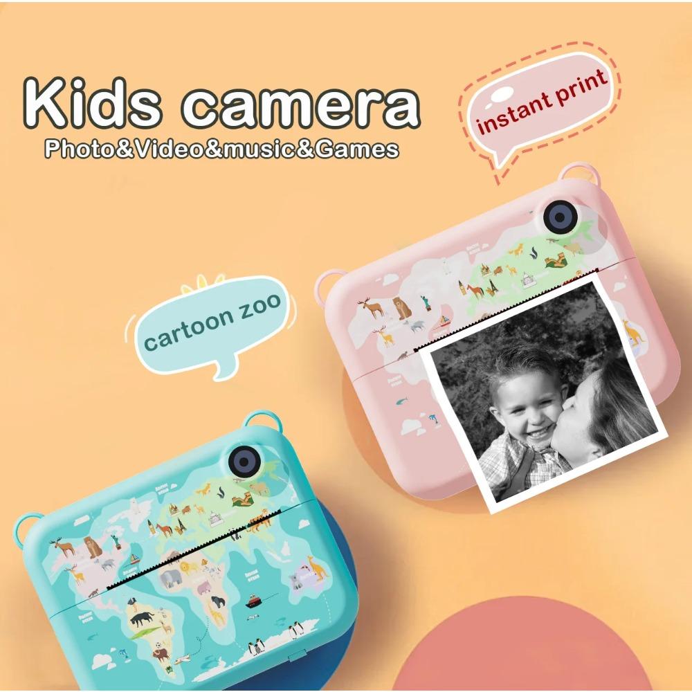 Çocuk Kamerası Dijital Çocuk Kamerası Anında Baskı Fotoğraf 1080P HD Video Kaydedici Küçük Çocuk Mini Termal Yazıcı Doğum Günü Hediyeleri