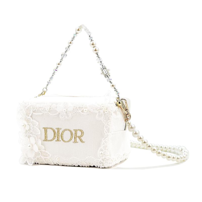 Dior [Customized Cosmetic Bag] Silent Moonlight Cosmetic Bag Simple Modern Classic Printed Denim Fabric Retro Simple Commuting Daily Literary