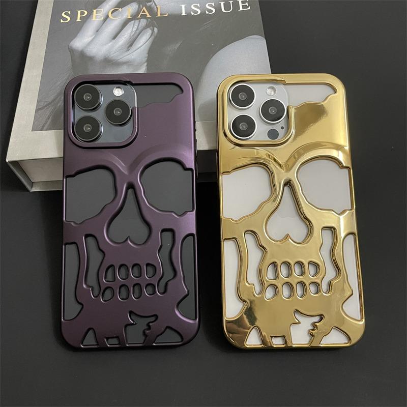Cool Hollow Heat Dissipation Cool Skull Ghostfa Plating Phone Case For iPhone 17 16 Pro Max 15 14 Plus Air Fashion Slim Cover