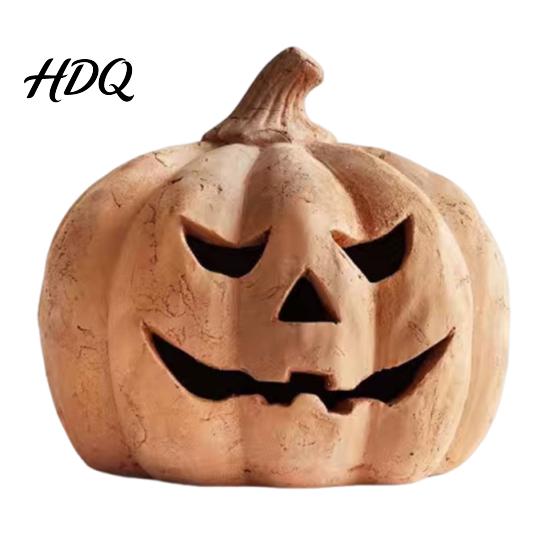 Decoratieve Lantaarns Halloween Pompoen Kaarsenhouder Hars Lantaarn Theelichthouder met Herbruikbare Feestelijke Ornamenten Uitgesneden Gezicht voor Herfst Boerderij