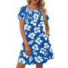 Dresses For Women Short Sleeve Print Round Neck Casual Dresses Waist Dress With Pockets