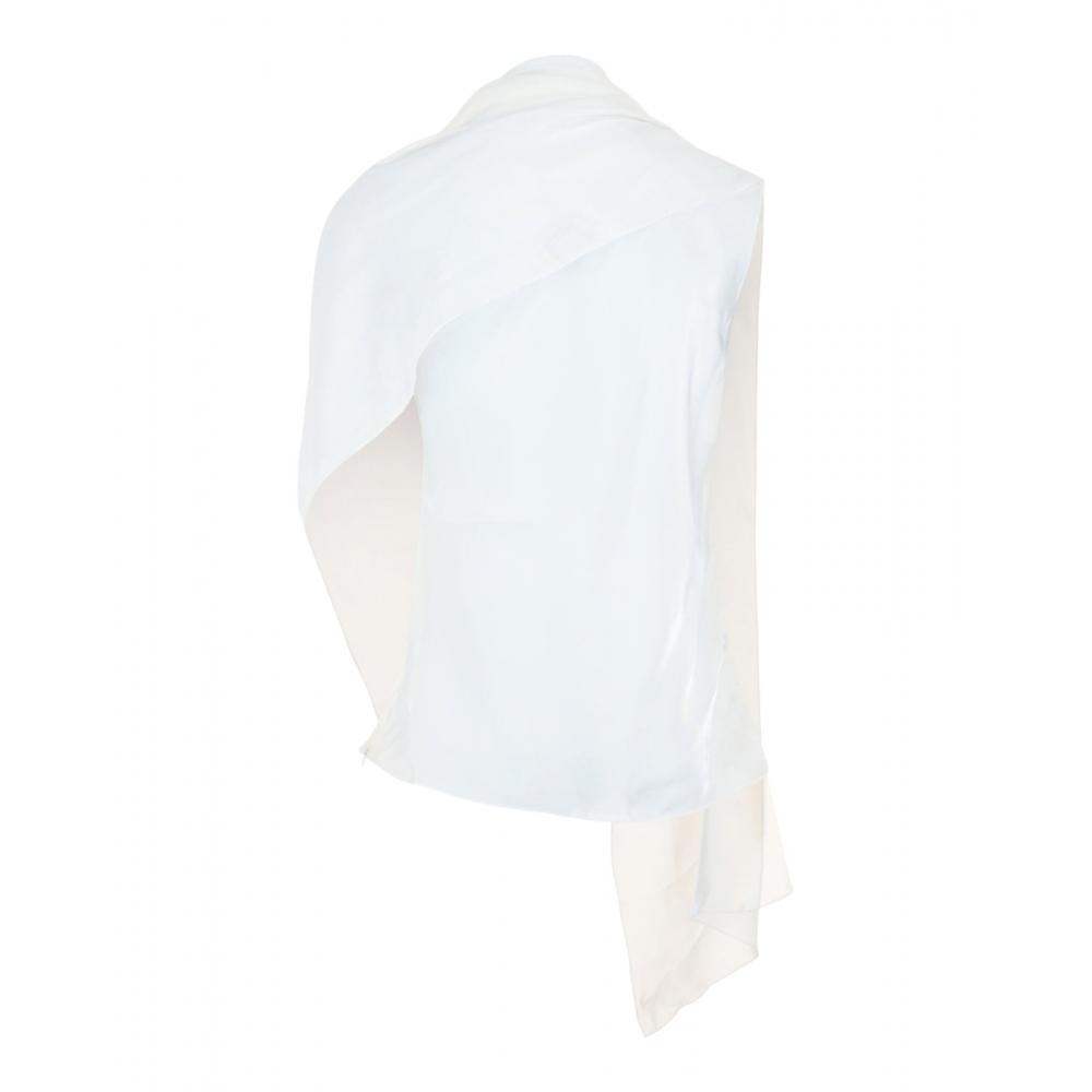 Salvatore Ferragamo Asymmetrical Shawl Blouse White