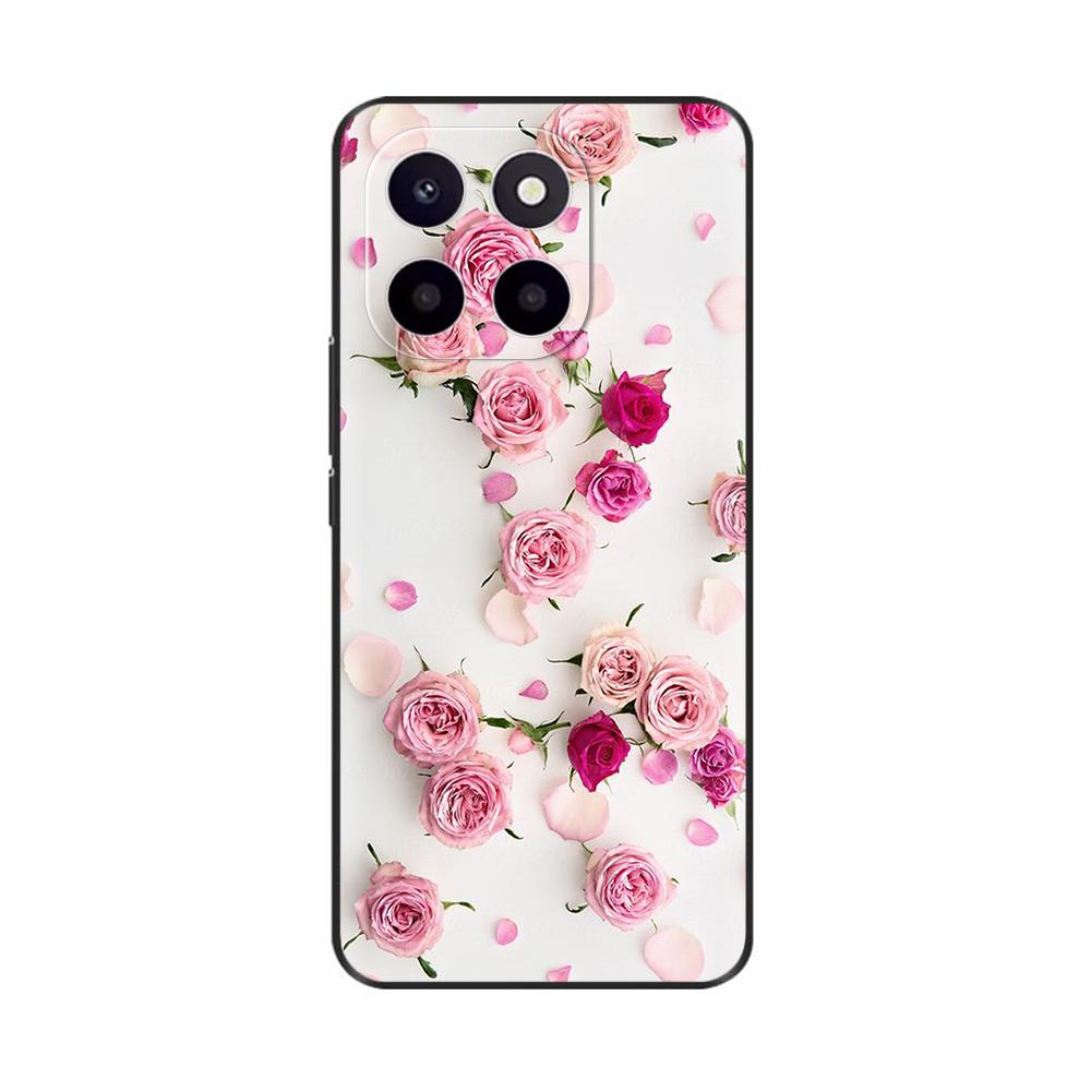 Pro Honor X6c Pouzdro Roztomilé TPU Silikonové Pouzdra na Telefon Pro Honor X6c Zadní Kryt HonorX6c X 6C Tištěná Květina Měkký Silikon Coque Fundas
