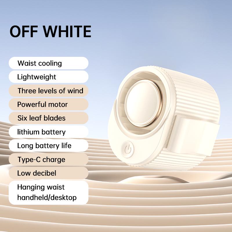 Portable USB Mini Fan: Quiet Neck & Waist Clip with Strong Airflow 6*6.7 cm
