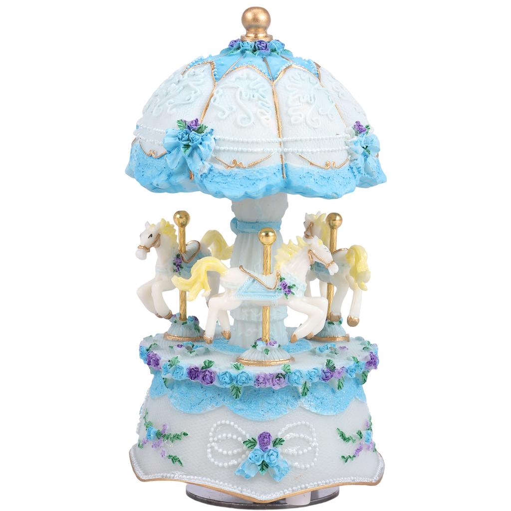 1 buc Cutie Muzicală Carusel cu 3 Cai Carusel Rotativ Strălucitor Cutii Muzicale pentru Fete Femei Copii Soră Fiică Mamă Cadouri