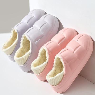 Winter Women Cotton Slippers Waterproof Warm Plush Shoes Fashion Indoor Home Thick Sole Footwear Non-Slip Solid Couple Slippers