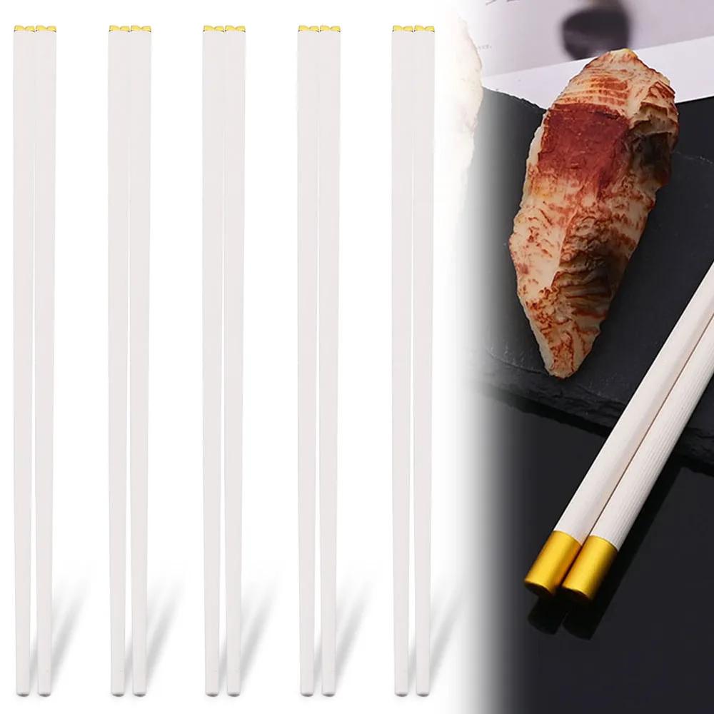 5 Paar japanische chinesische Essstäbchen, Sushi-Stäbchen, wiederverwendbares koreanisches Essstäbchen-Set aus Metall, gesundes Geschirr aus Legierung, Palillos Chinos