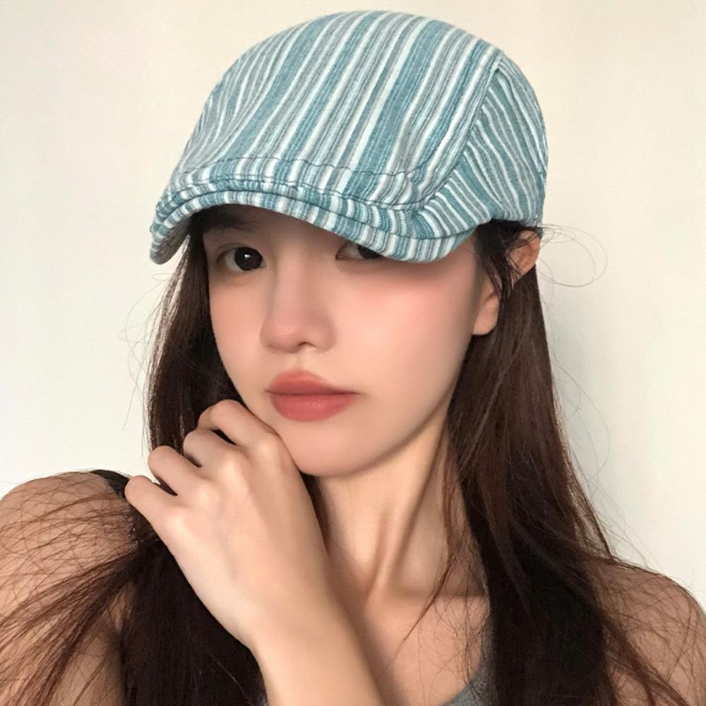 

Striped Newsboy Cap Y2k Painter Hat Fashion Peaked Caps Female синій