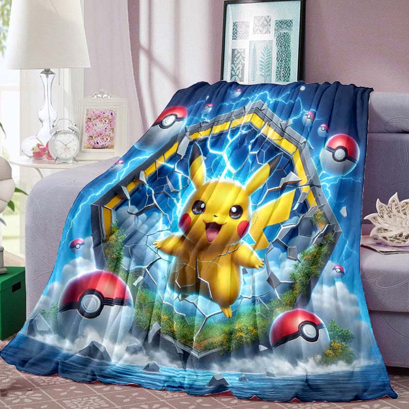 Pokémon Pikachu Series Flannel Blanket—Soft To the Touch, the Perfect Choice for Home Relaxation; an Excellent Gift for Pokémon