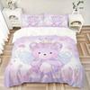 3pcs Purple Bear Pattern Bedding Three-Piece Set (1 Cover + 2 Pillowcases, No Fillings), This Printed Bedding Set Is Soft and Comfortable, S
