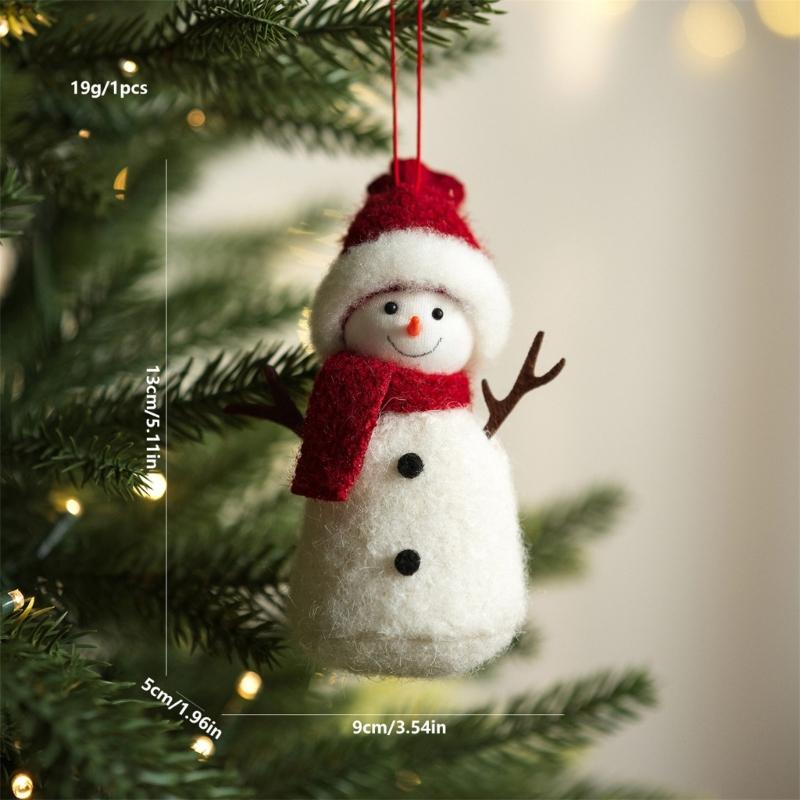 Seasonal Display Character Ornament, Soft Fabric Snowman Tree Decoration with Loop for Shelf Wreath and Winter Indoor Use