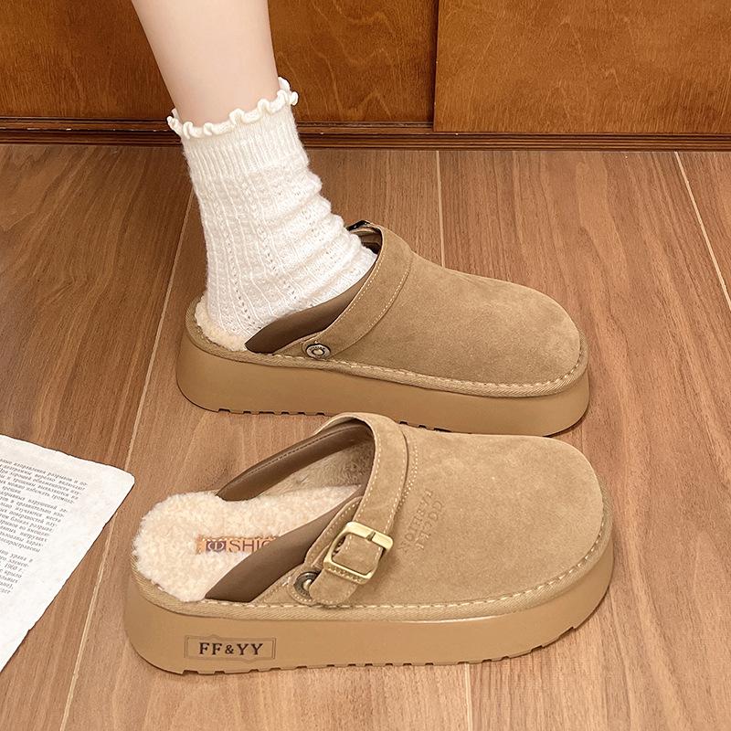 Pantofole da donna Baotou Leggere e Comode con Rialzo per Poggiapiedi Invernali Calde Fredde Imbottite Antiscivolo Resistenti all'Usura Cotone per il Tempo Libero