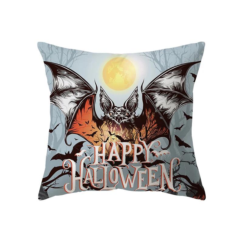 Devil Pumpkin Throw Pillow Cover Halloween Theme Sofa Chair Bed Cushion Home Decor