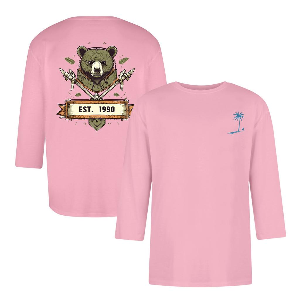 Men's Casual and Fashionable Printed Collar Three-quarter Sleeve Top T-shirt